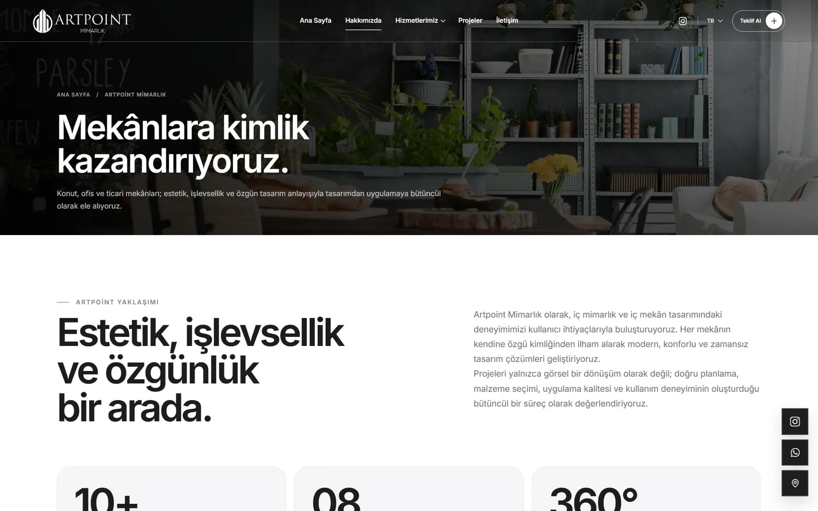 Artpoint Mimarlık — Sections and inner pages