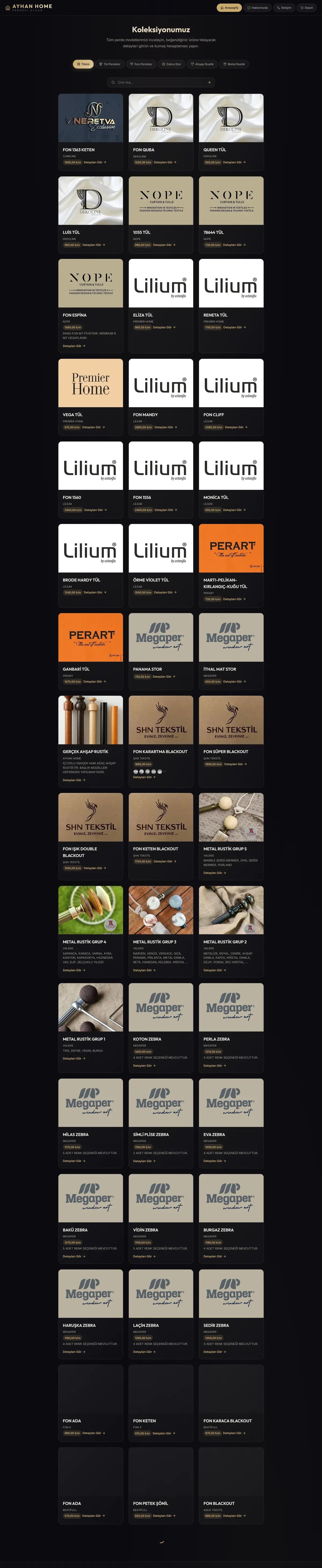 Ayhan Home Textile — Home page, top to bottom