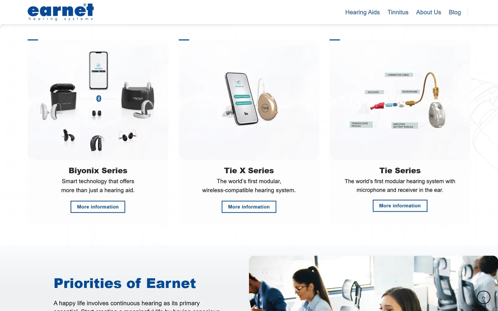 Earnet Hearing — Sections and inner pages