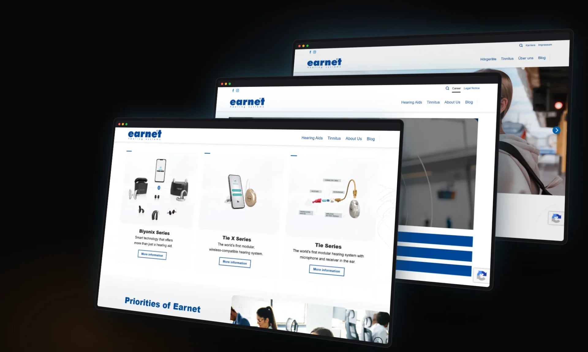 Earnet Hearing — Sections and inner pages