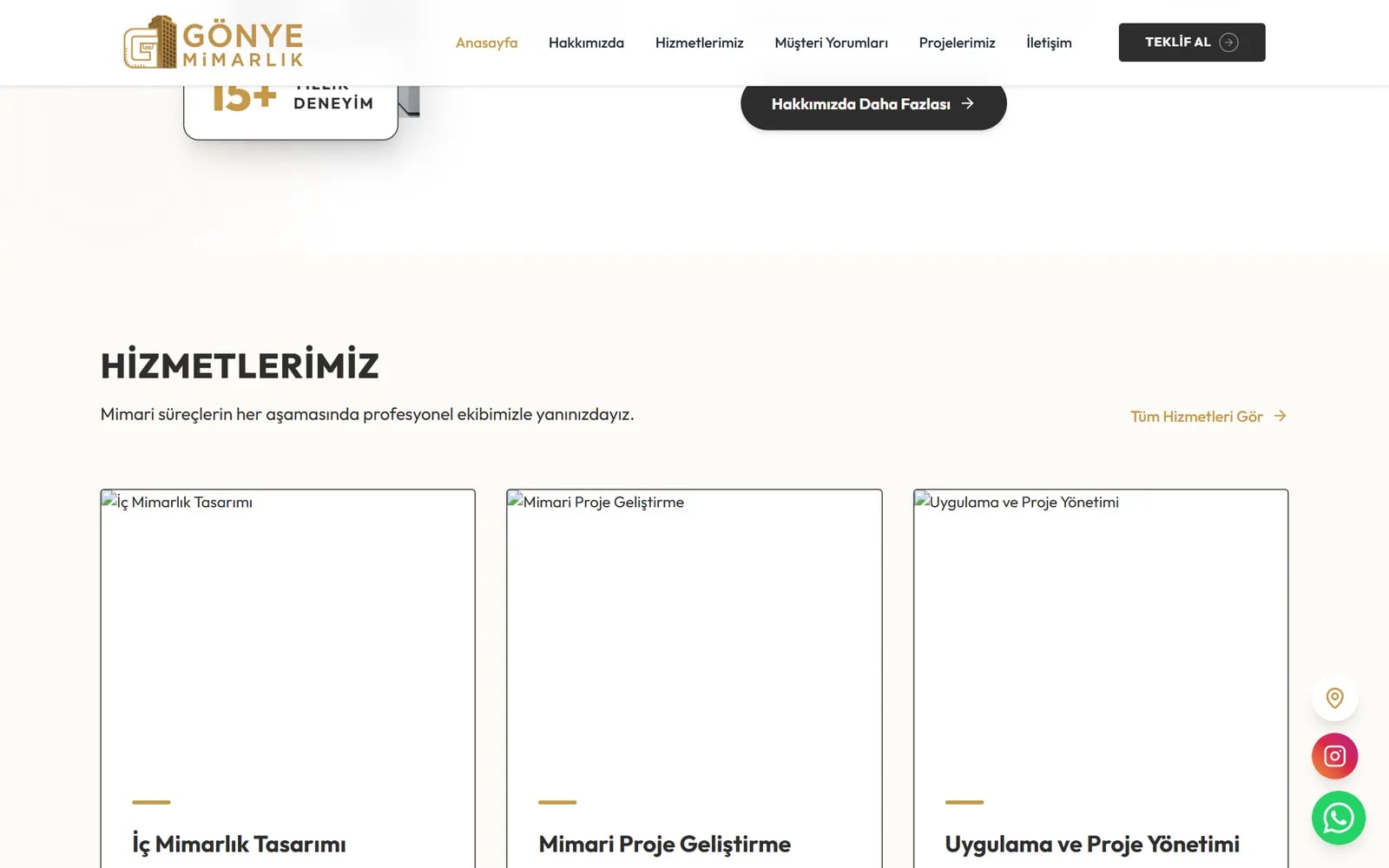 Gönye Mimarlık — Sections and inner pages