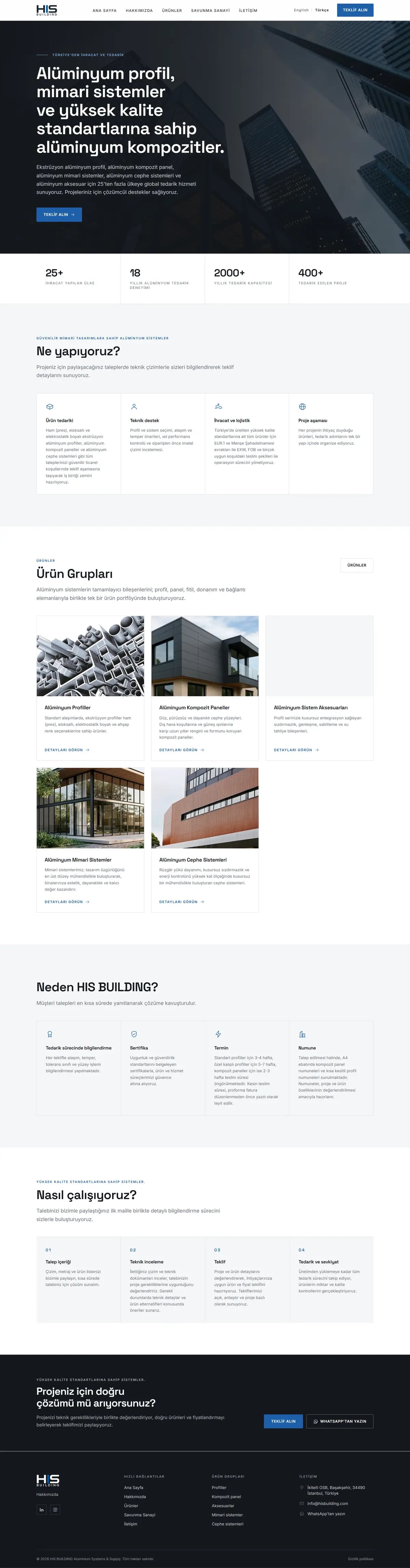 HIS Building — Home page, top to bottom