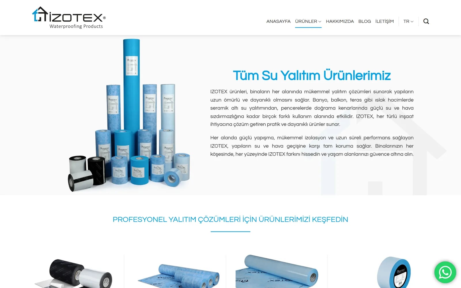 İzotex — Bereiche und Unterseiten