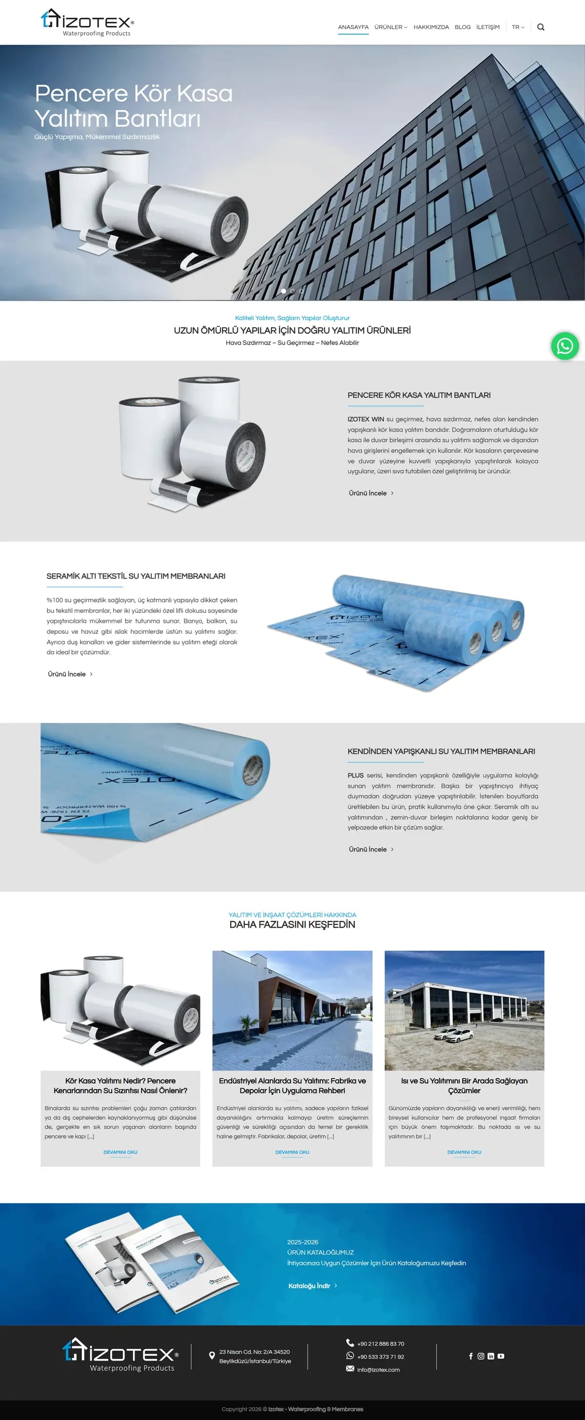 İzotex — Startseite, von oben bis unten