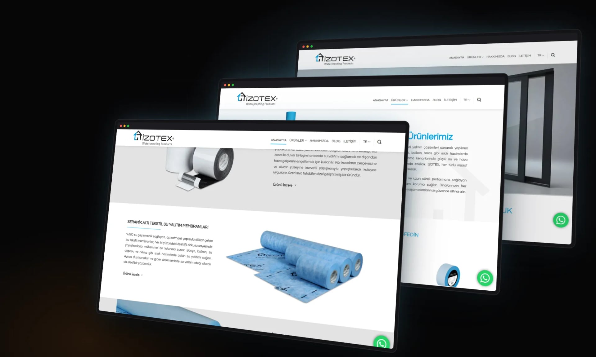 İzotex — Bereiche und Unterseiten