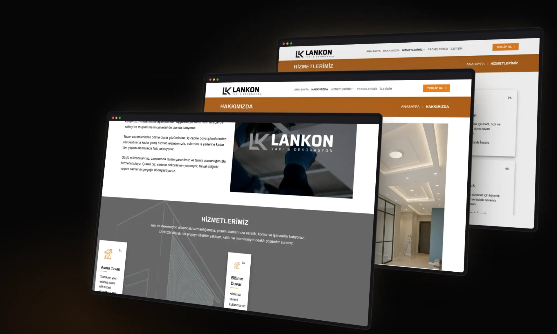 Lankon Yapı Dekorasyon — Bereiche und Unterseiten