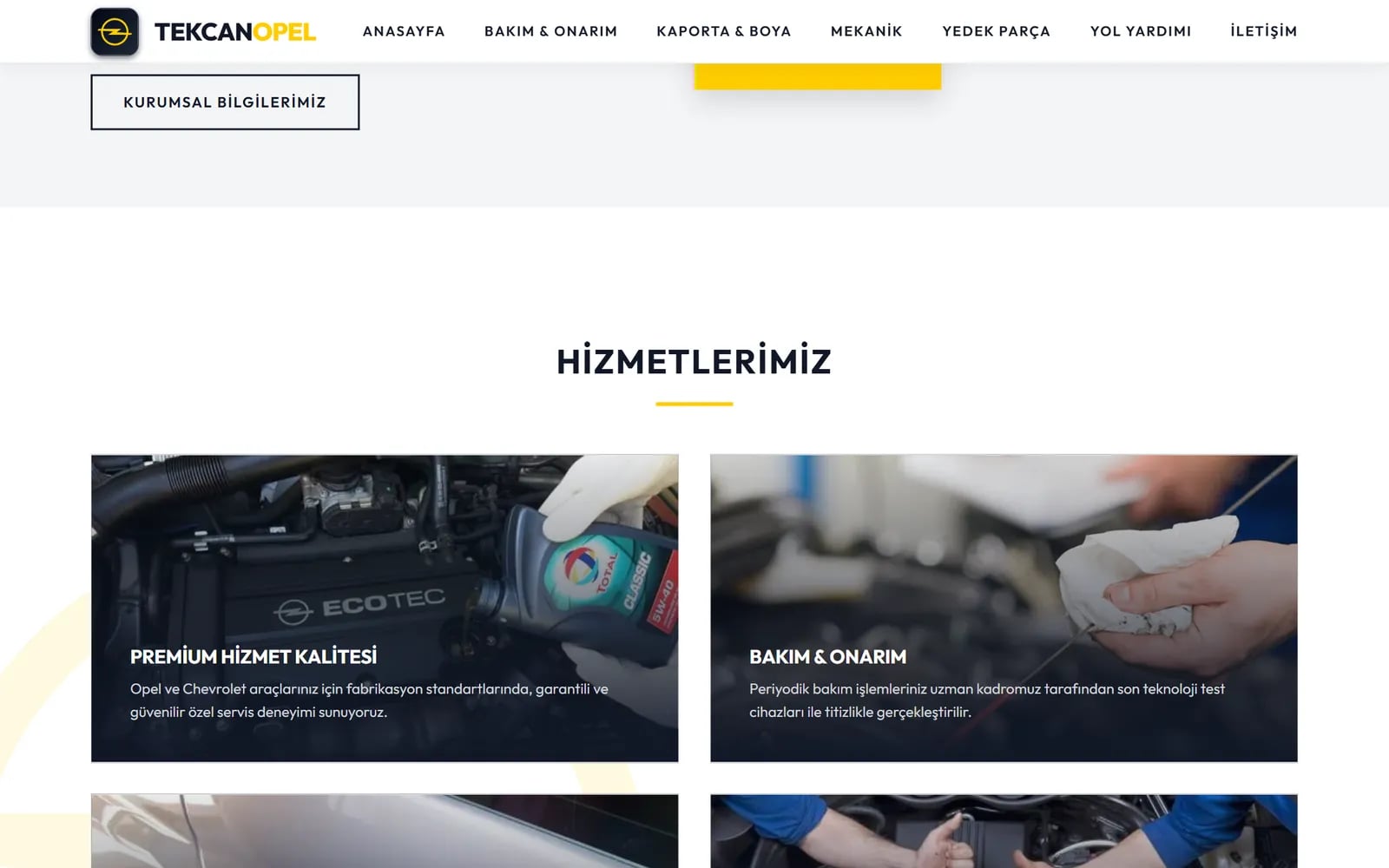 Tekcan Opel Özel Servisi — Bereiche und Unterseiten