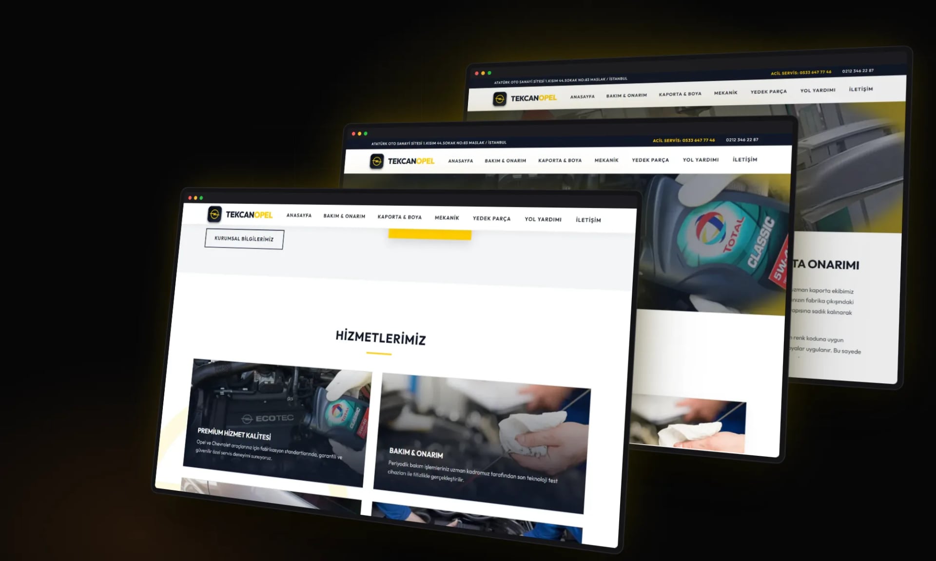 Tekcan Opel Özel Servisi — Bereiche und Unterseiten