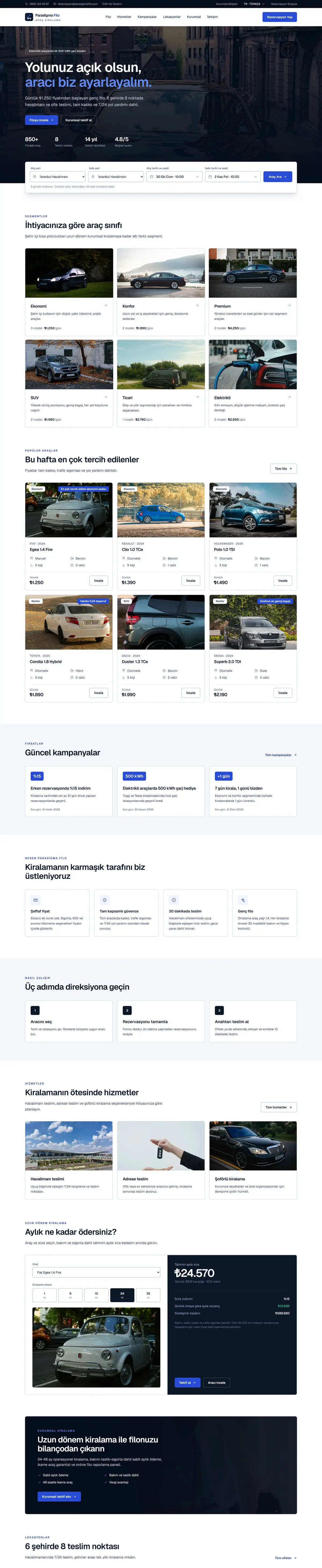 Paradigma Filo — Home page, top to bottom