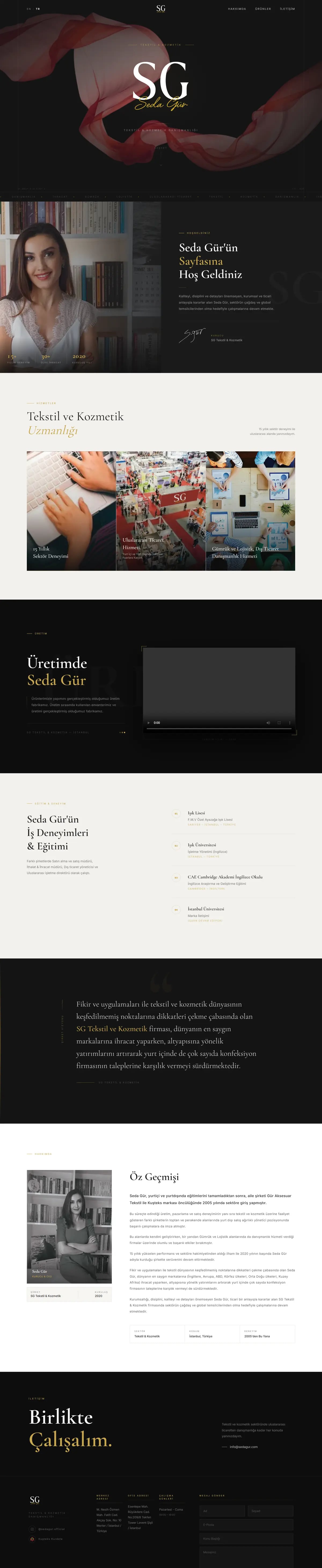 Seda Gür — Home page, top to bottom