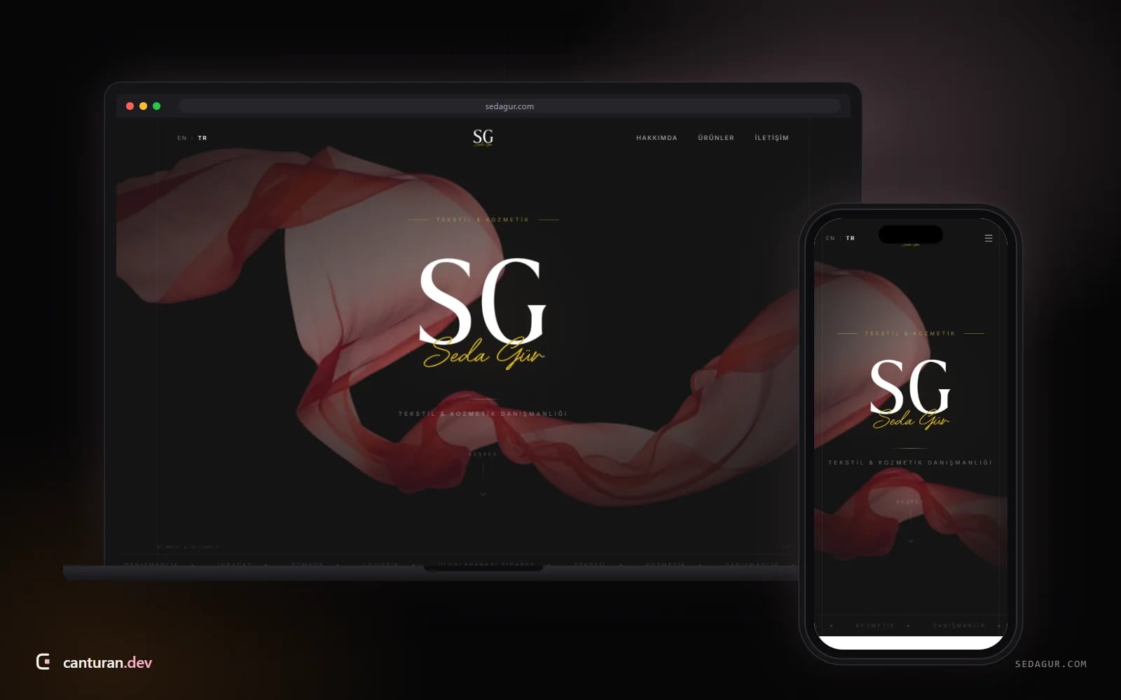 Desktop and mobile views of the Seda Gür personal brand website