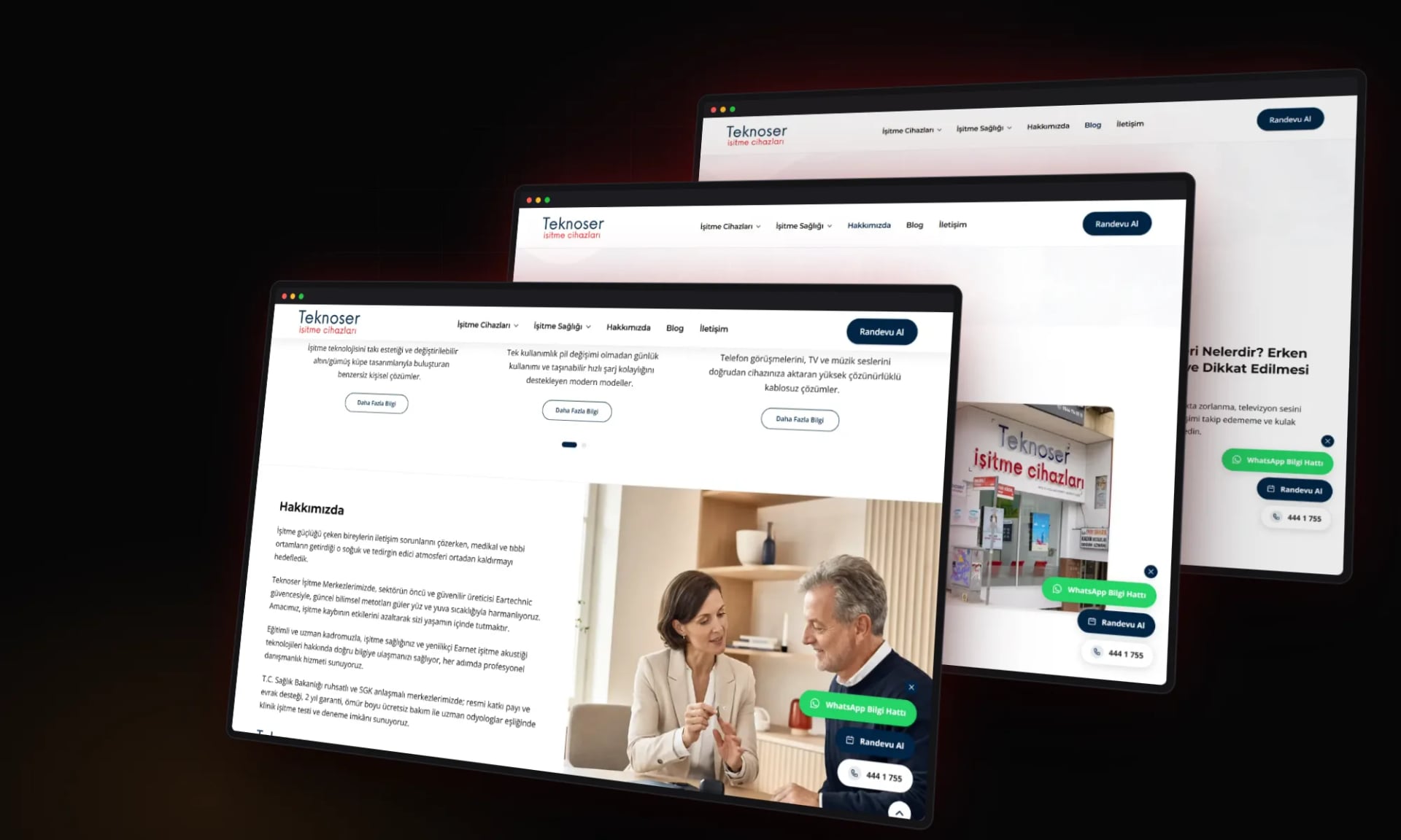 Teknoser İşitme Merkezleri — Bölümler ve iç sayfalar
