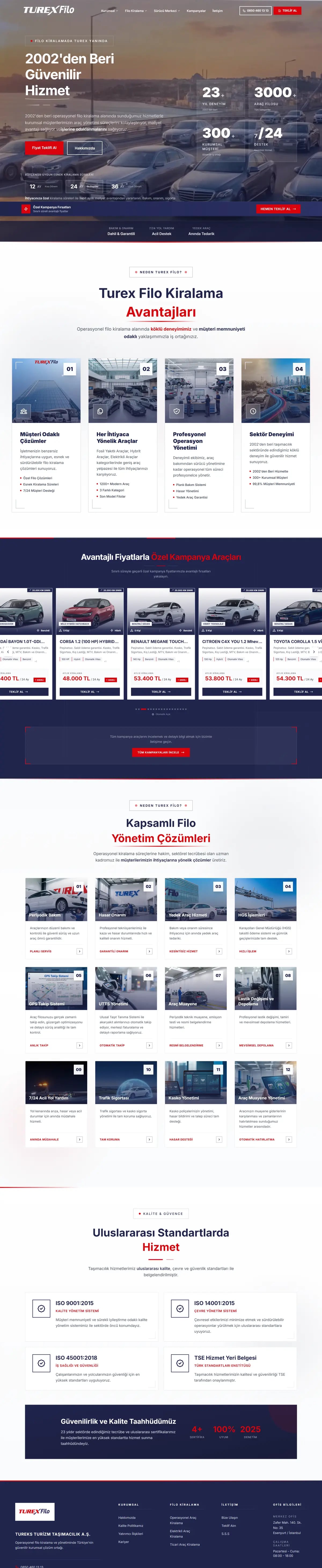 Turex Filo — Home page, top to bottom