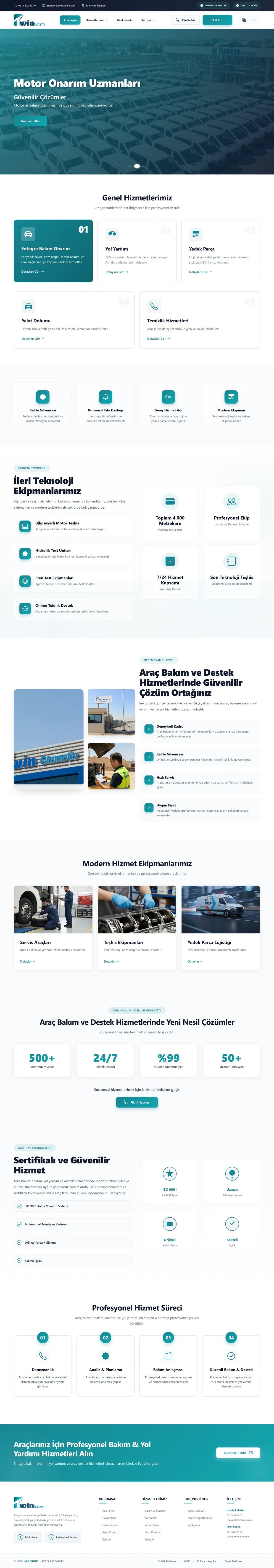 Twin Turizm — Ana sayfa, baştan sona
