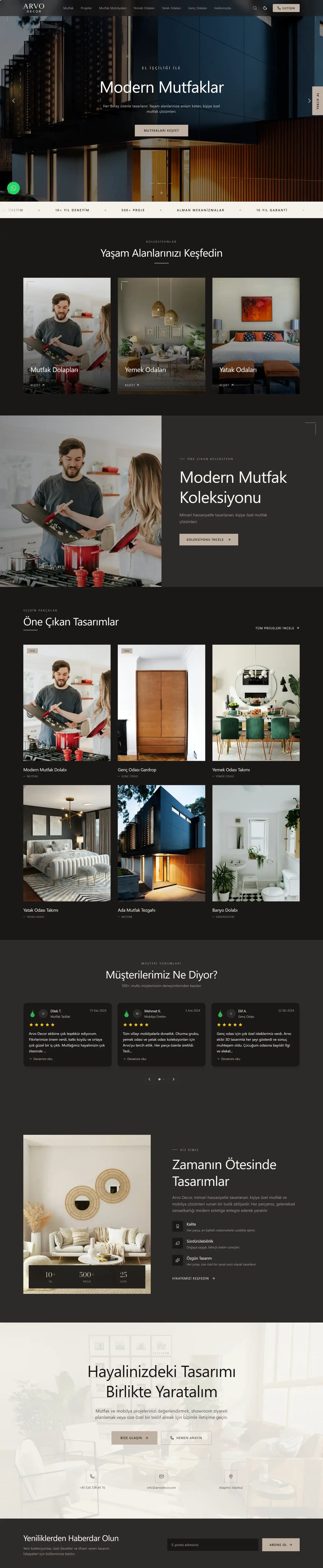 Arvo Decor — Home page, top to bottom