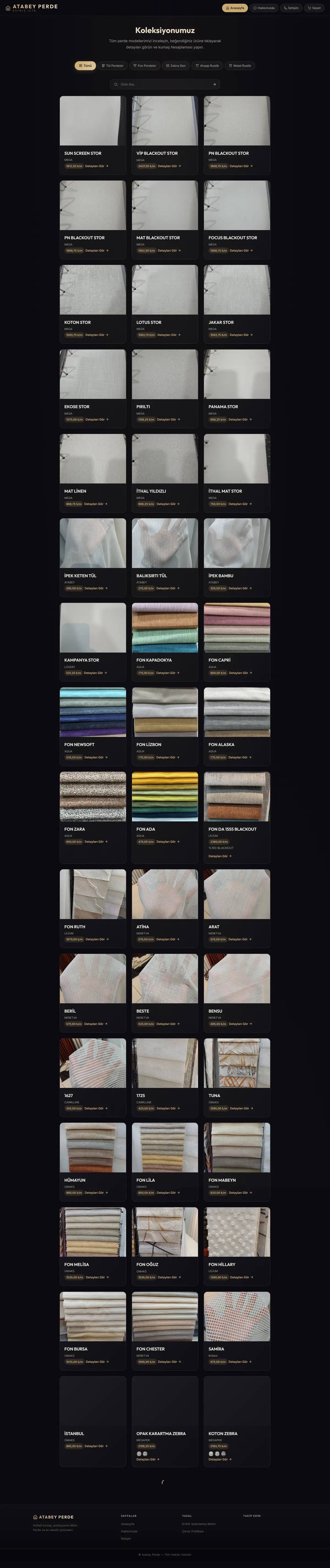 Atabey Perde — Home page, top to bottom