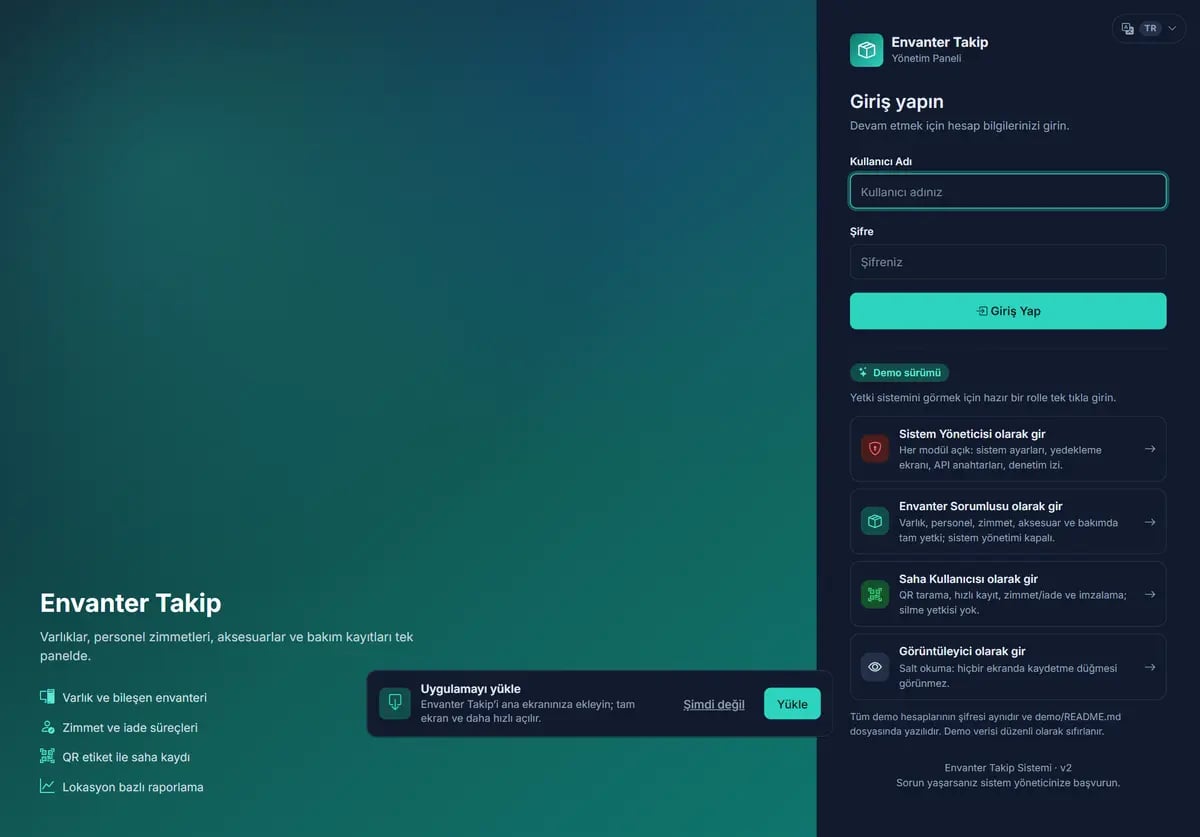 Envanter Takip (Paradigma7) — Home page