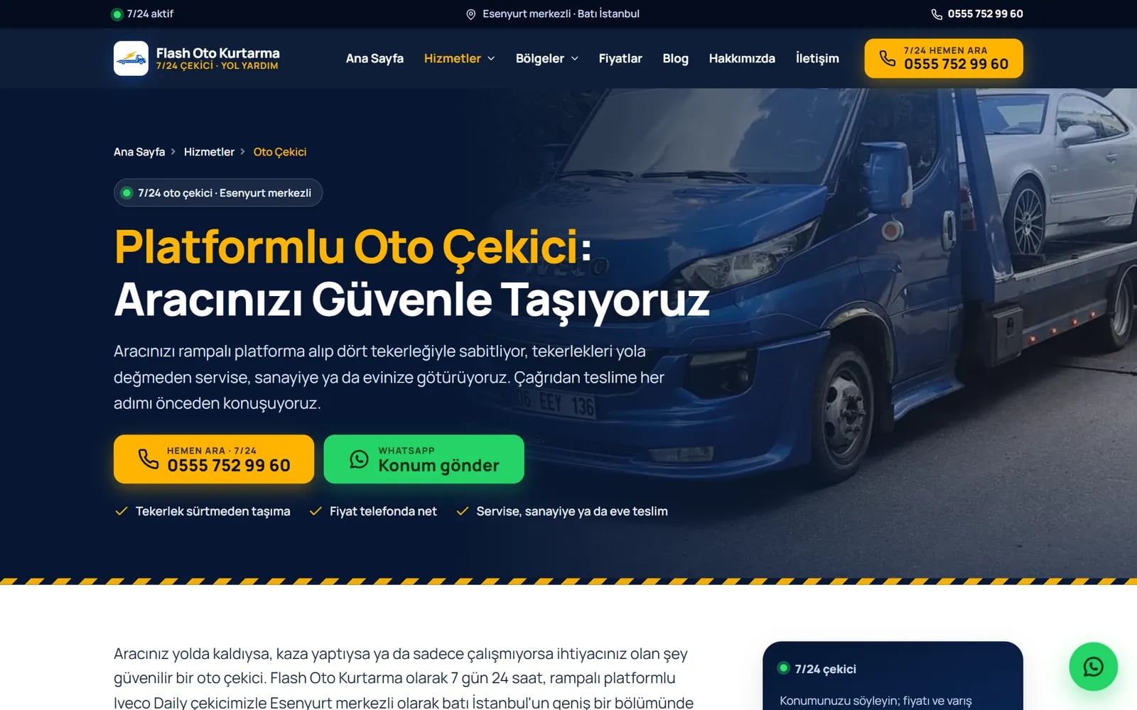 Flash Oto Kurtarma — Sections and inner pages
