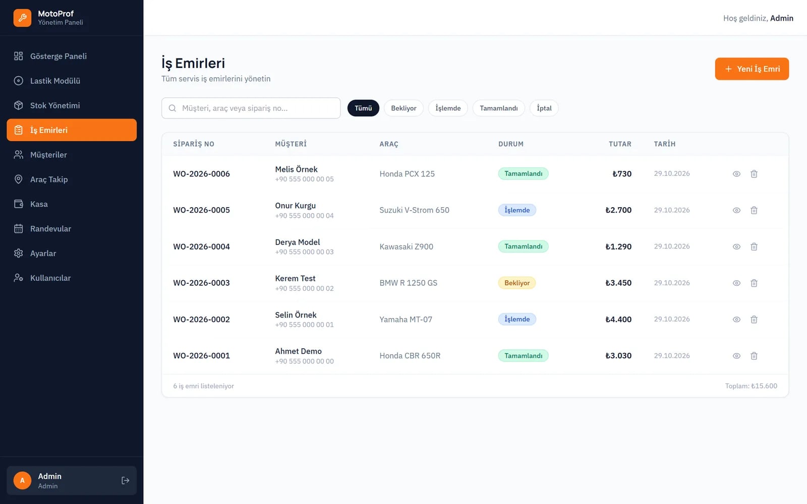 MotoProf — Sections and inner pages