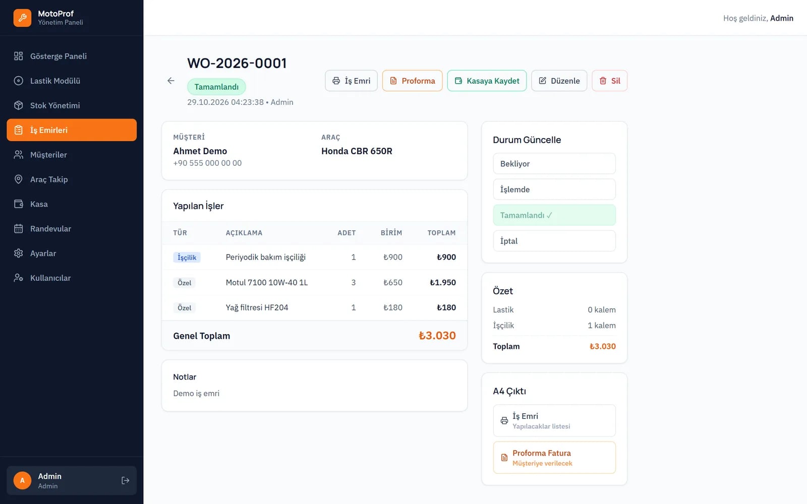MotoProf — Sections and inner pages