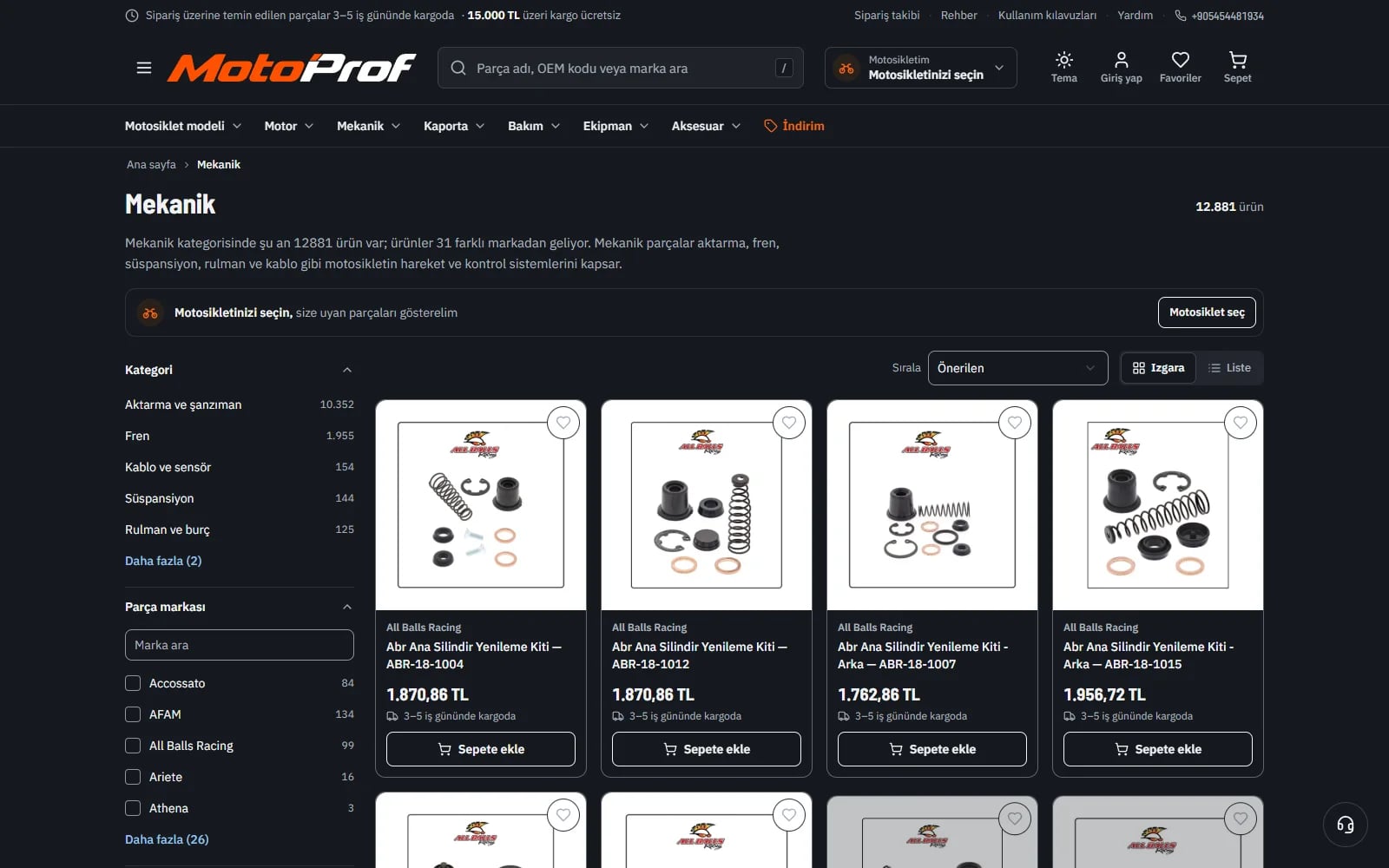 MotoProf — Sections and inner pages