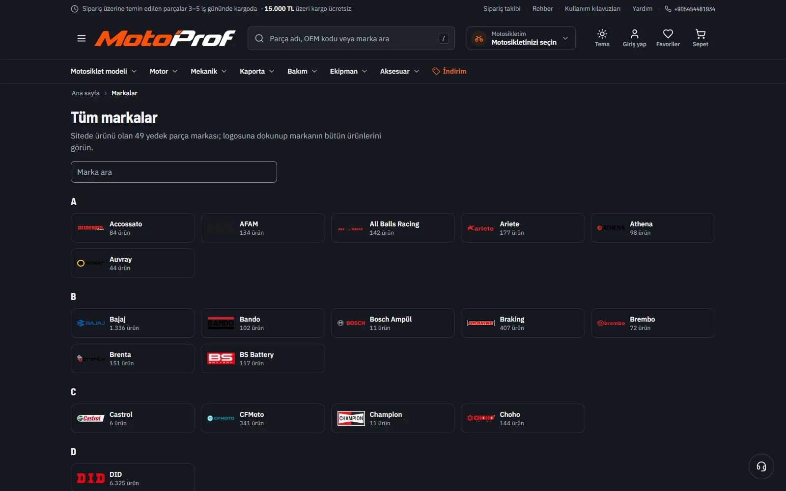 MotoProf — Sections and inner pages