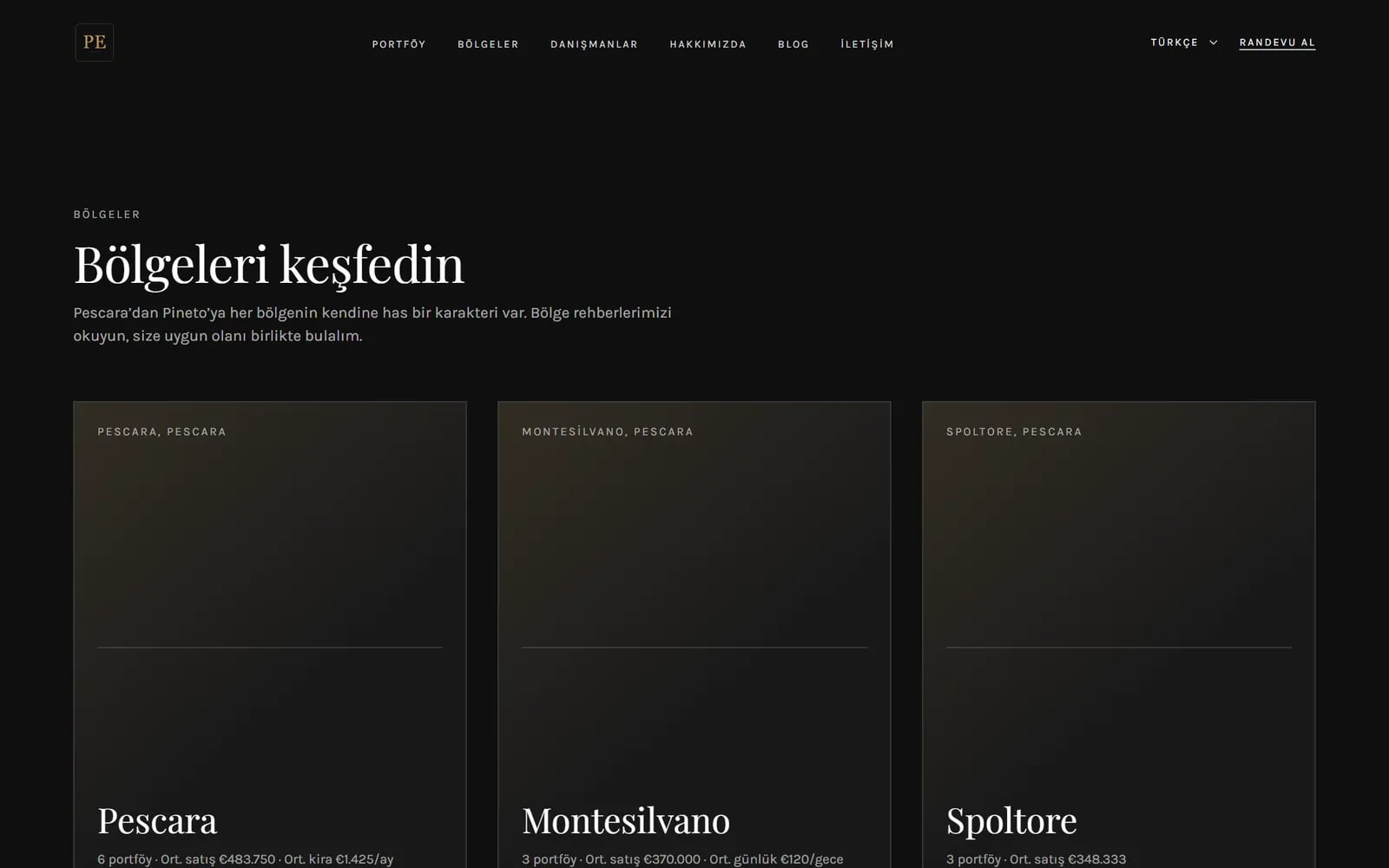 Paradigma Emlak — Sections and inner pages
