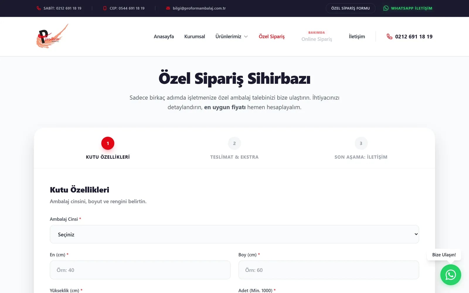 Proform Ambalaj — Sections and inner pages
