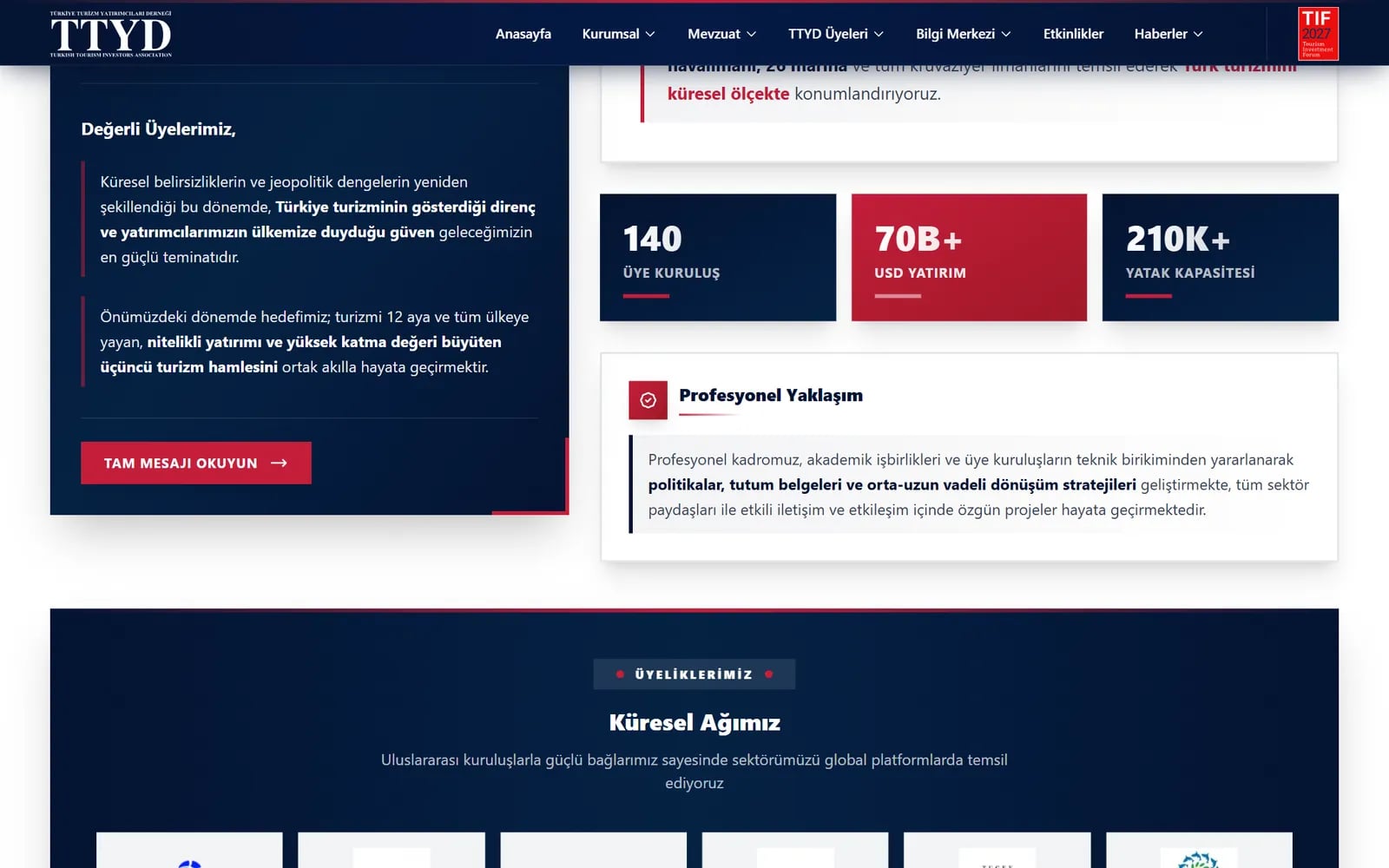 Türkiye Turizm Yatırımcıları Derneği (TTYD) — Sections and inner pages