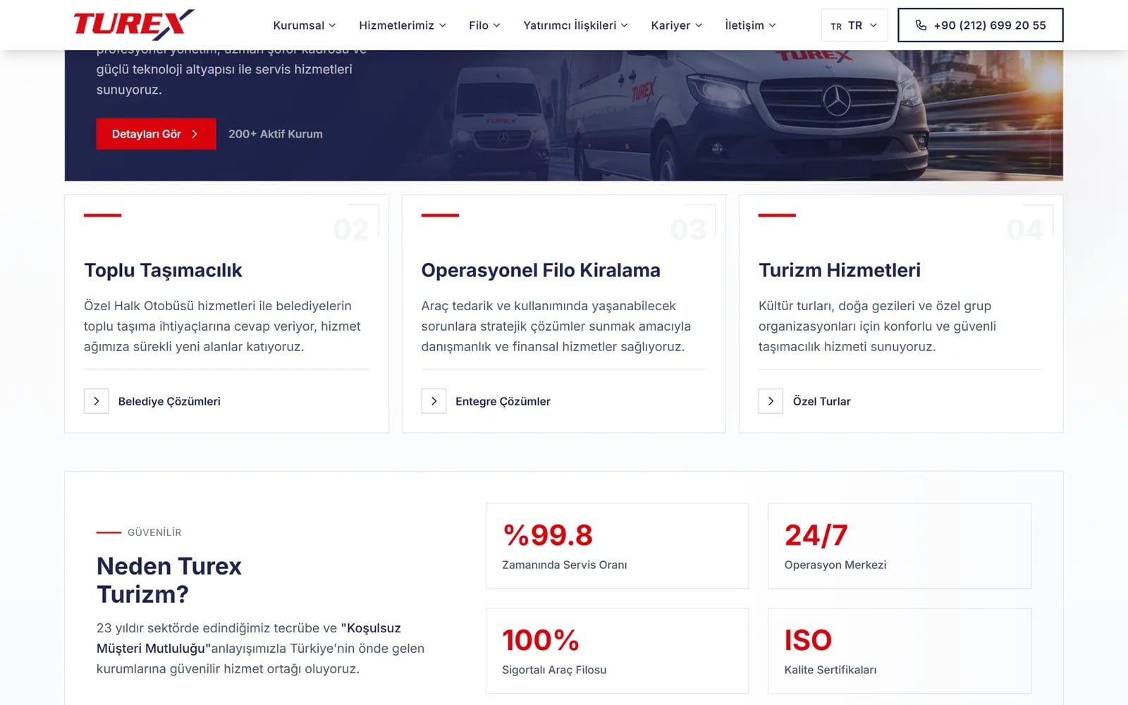 Turex Turizm — Sections and inner pages