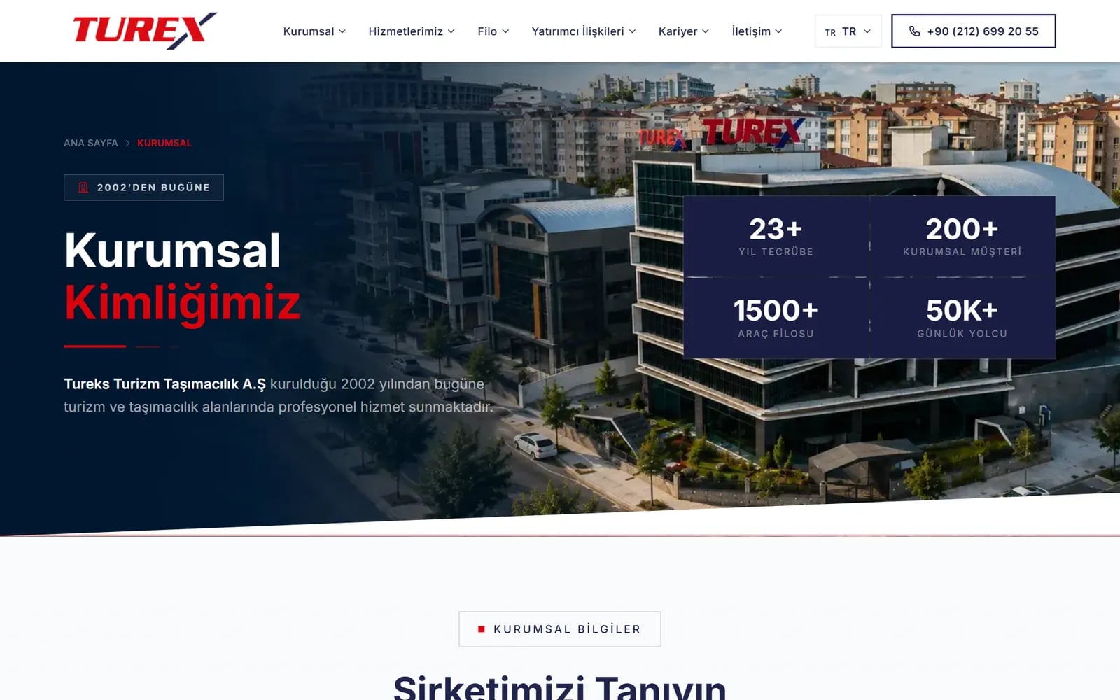 Turex Turizm — Sections and inner pages