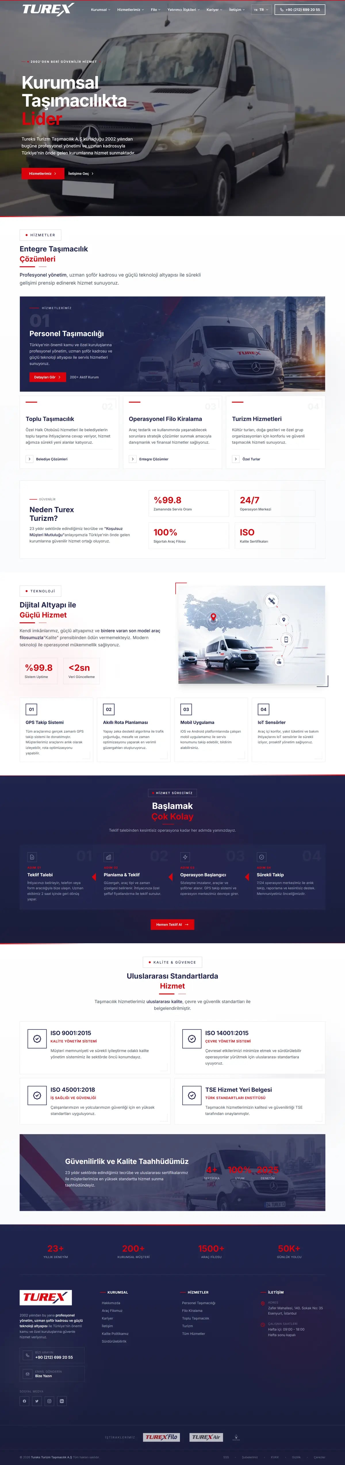 Turex Turizm — Home page, top to bottom