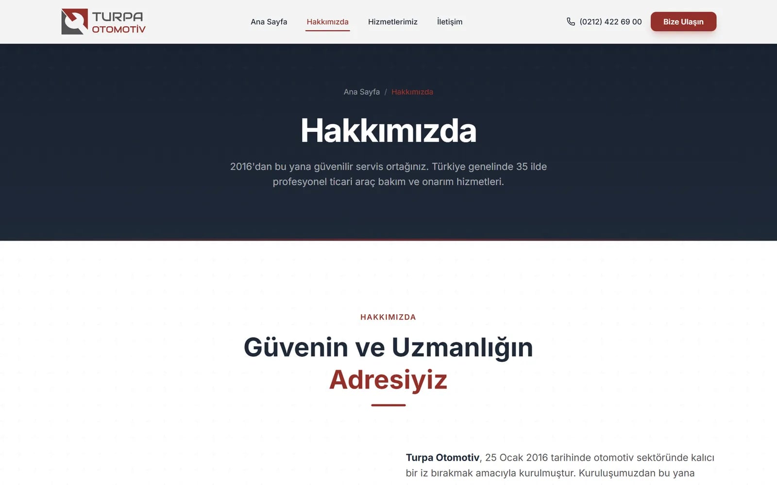 Turpa Otomotiv — Sections and inner pages