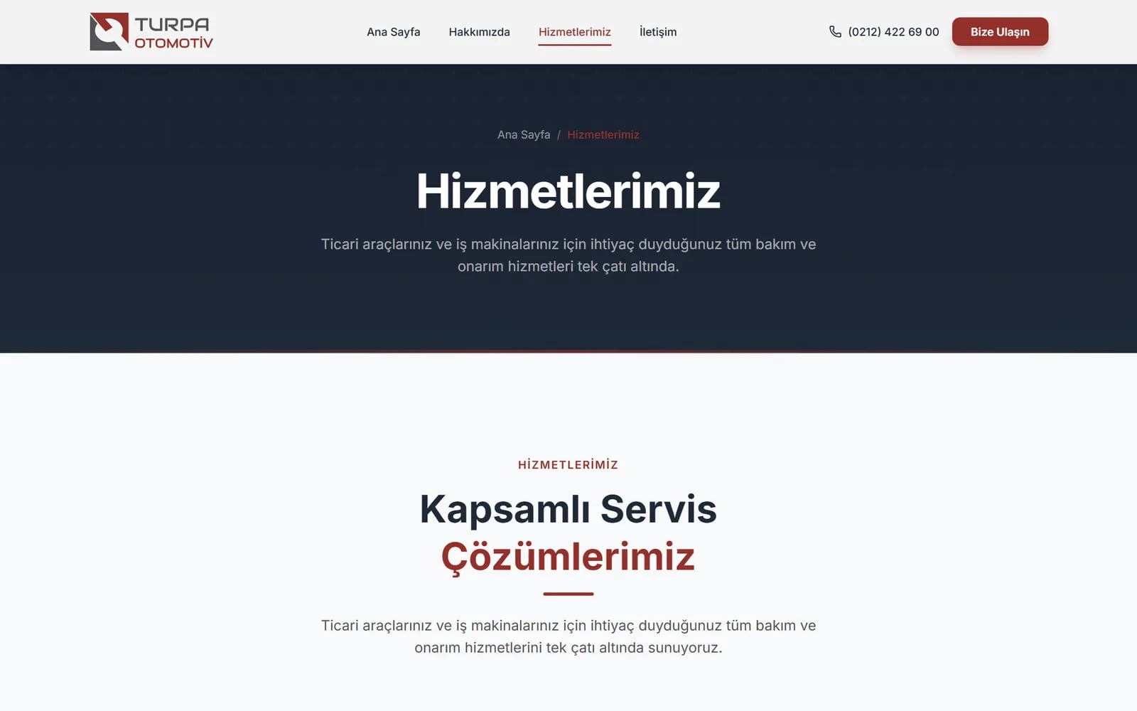 Turpa Otomotiv — Sections and inner pages