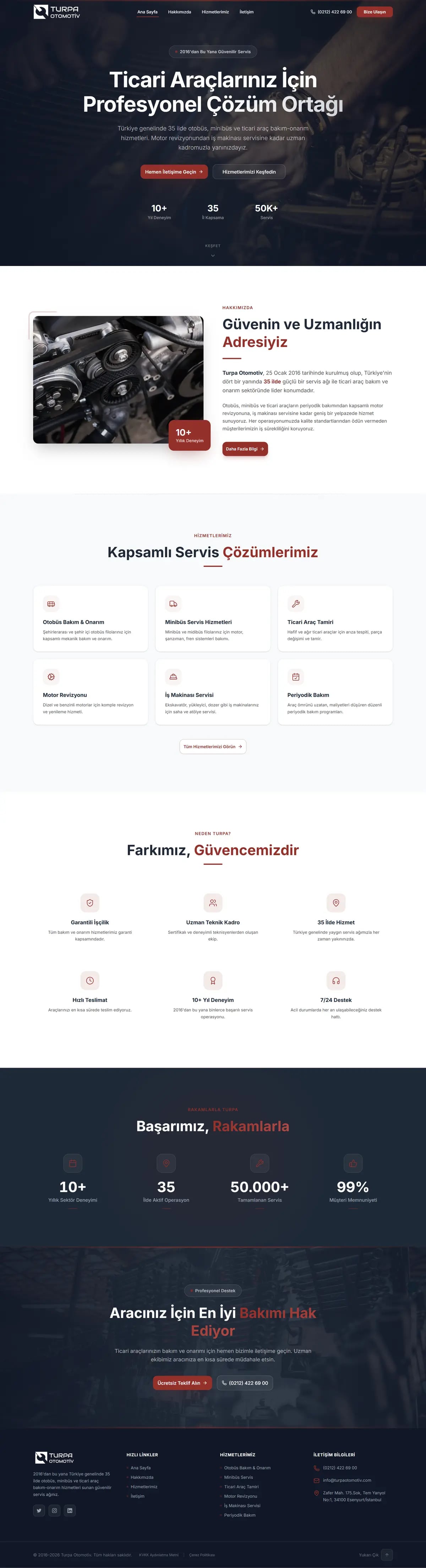 Turpa Otomotiv — Home page, top to bottom