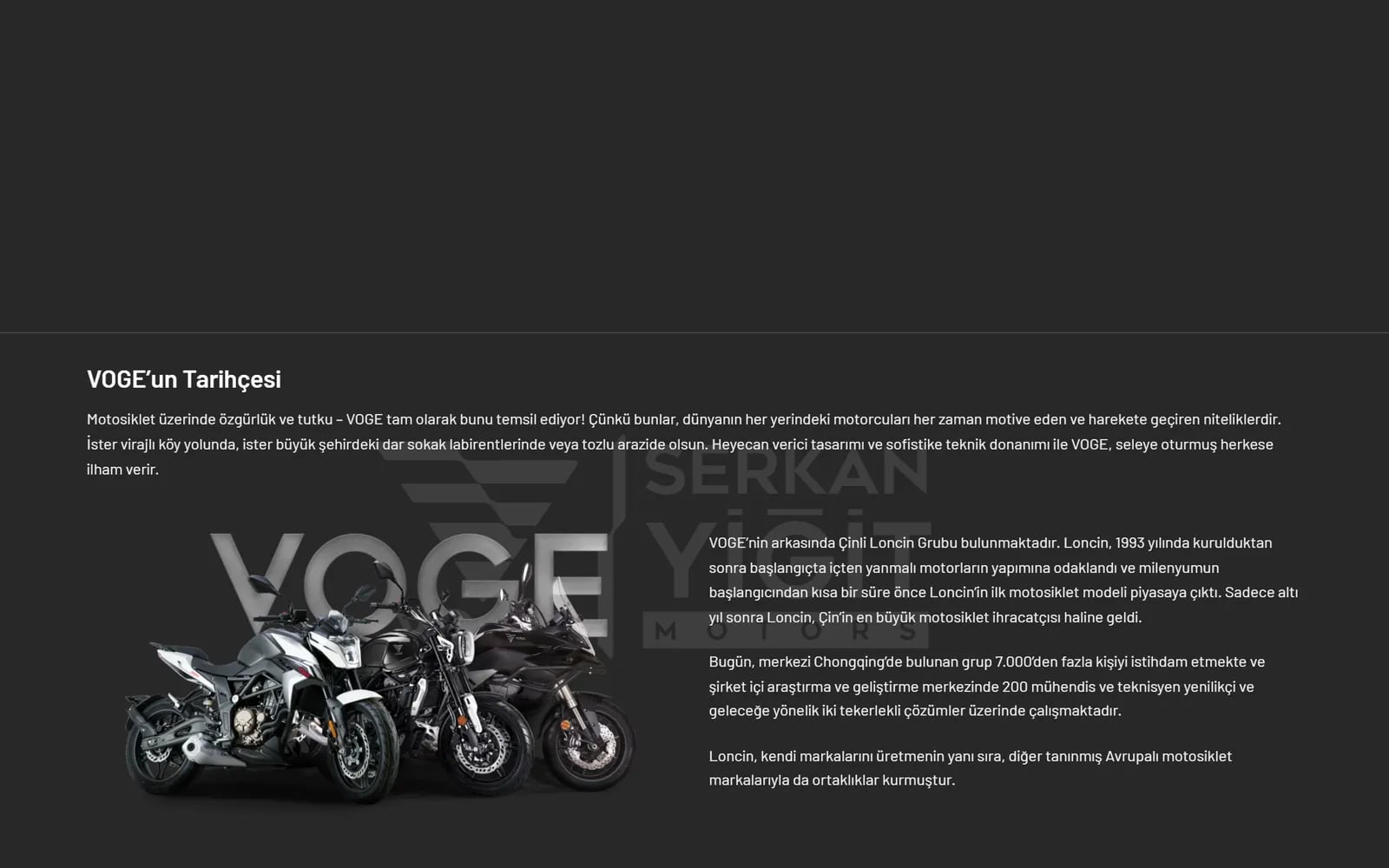 Serkan Yiğit Motors (VOGE) — Sections and inner pages