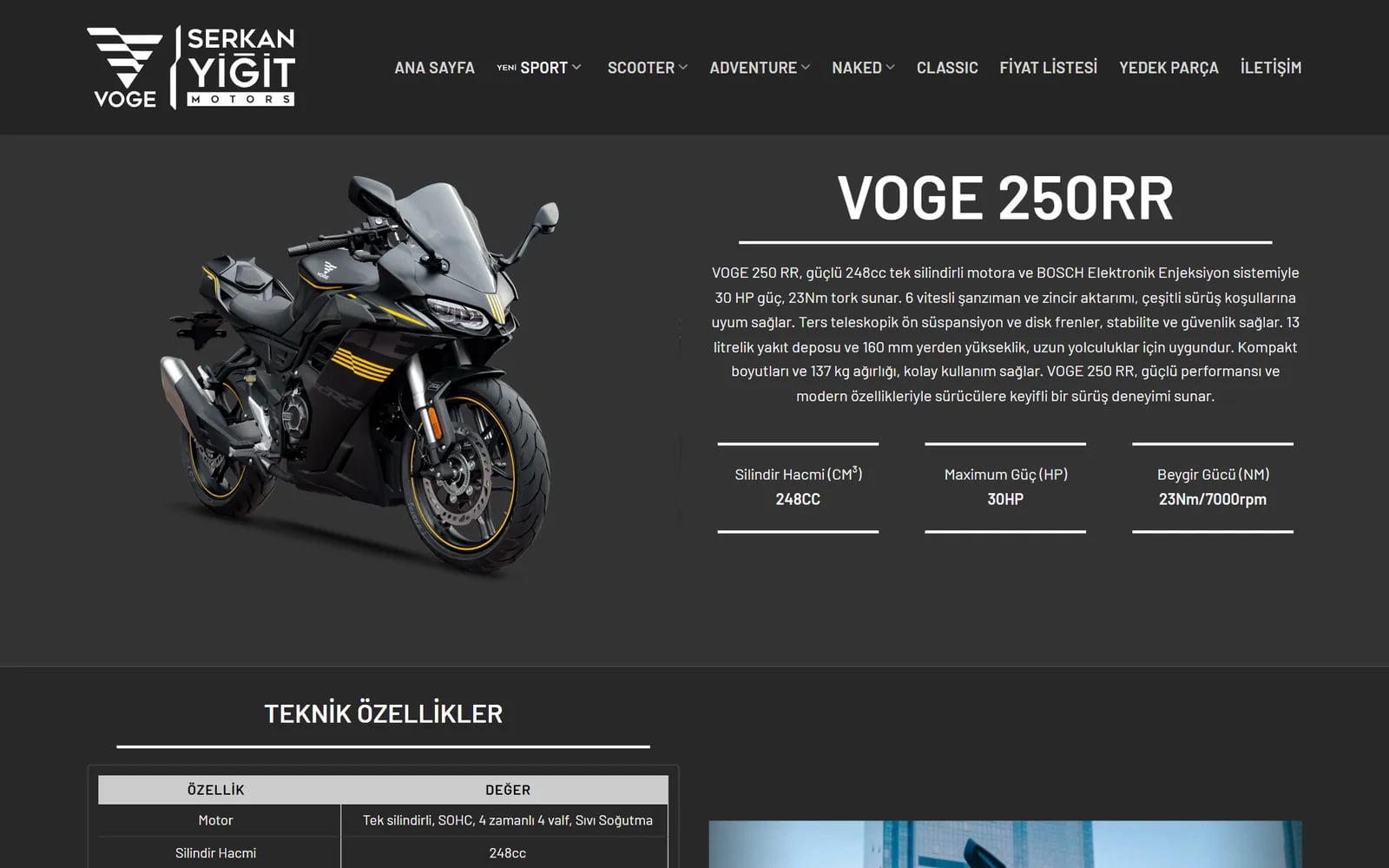 Serkan Yiğit Motors (VOGE) — Sections and inner pages