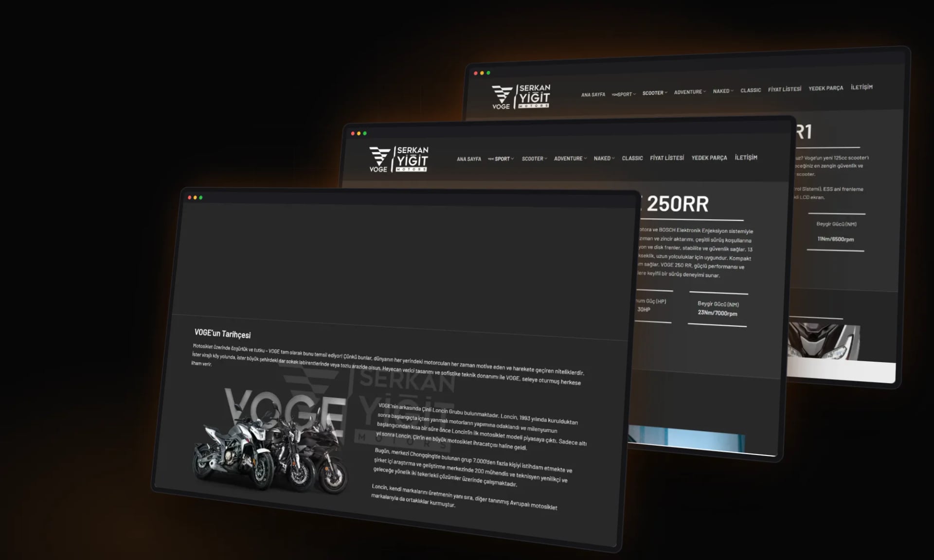 Serkan Yiğit Motors (VOGE) — Sections and inner pages